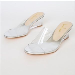 NWOT Lulus Selyn clear wedge sandals